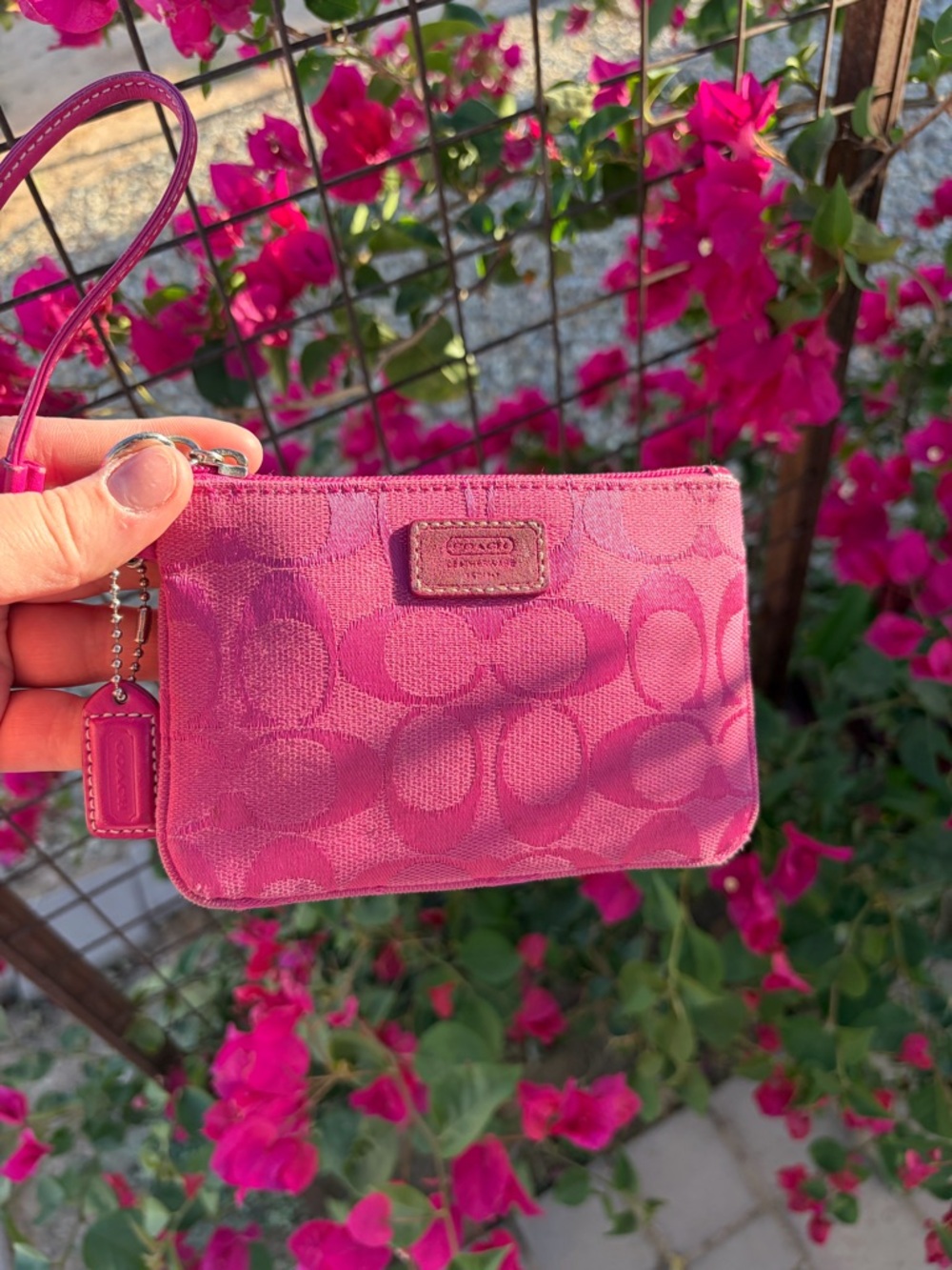 Pink coach Signature Wristlet Key Pouch - Picture 6 of 7